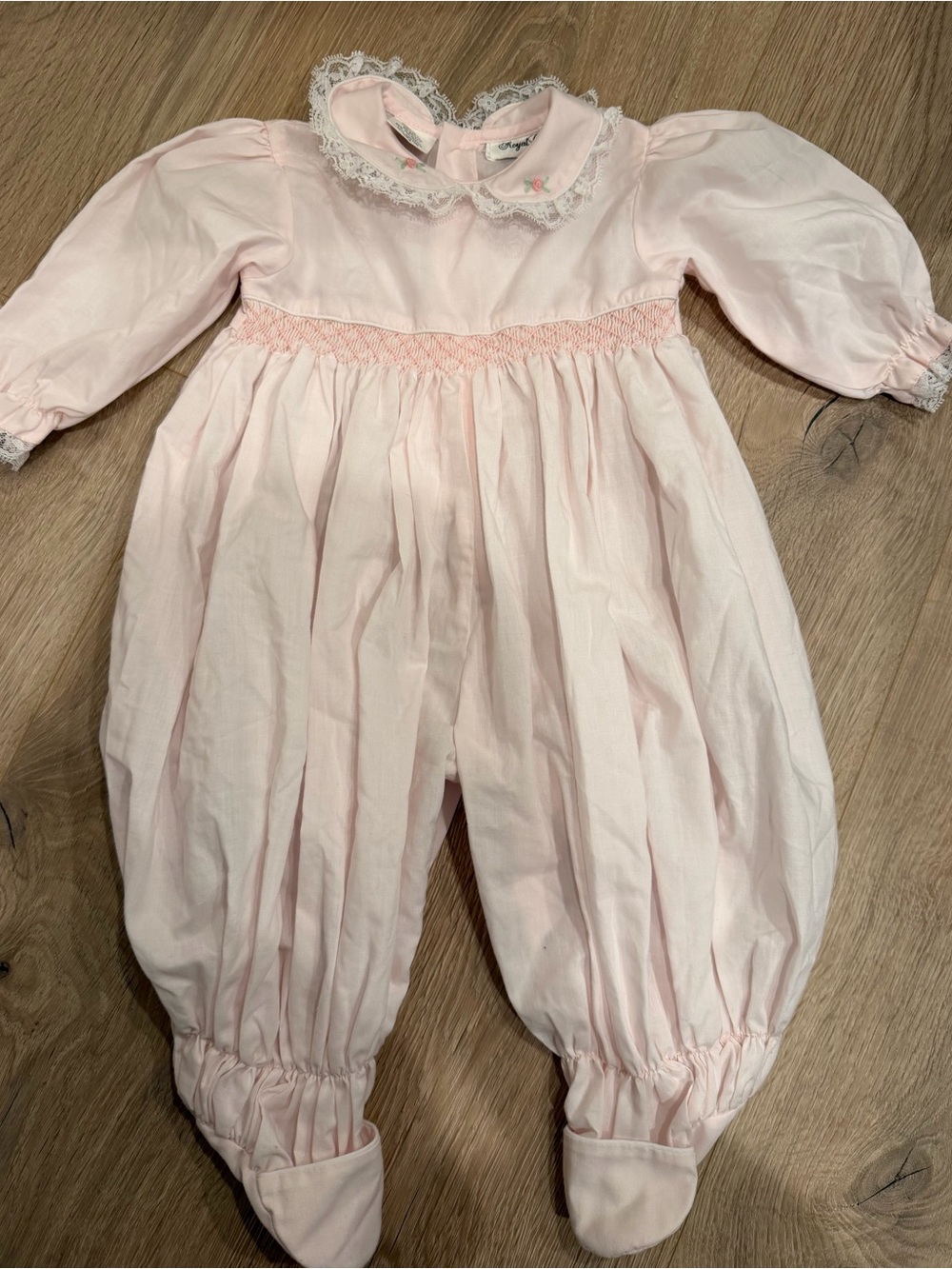 Vintage Royal Child Smocked Rosebud Coverall